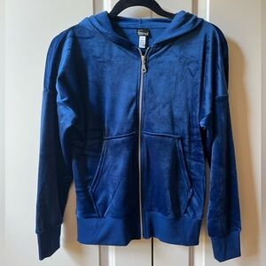 NWOT Felina Velour Hoodie ‎Full Zip Comfy Blue Loungewear size XS